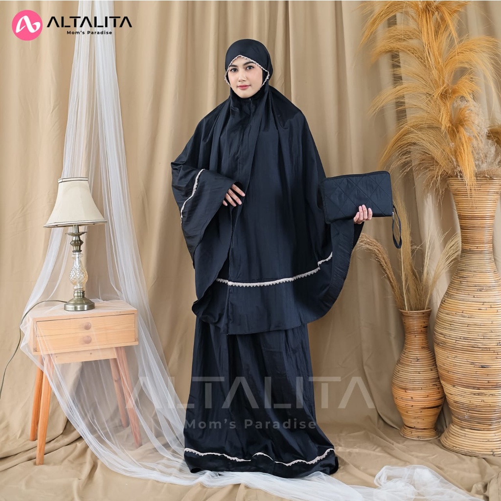 Altalita - Mukenah Zanitha Dewasa Travelling Polos Renda Premium Mukena Parasit Jumbo 2 in 1 Resleting Travel Daily Set Sajadah Terbaru