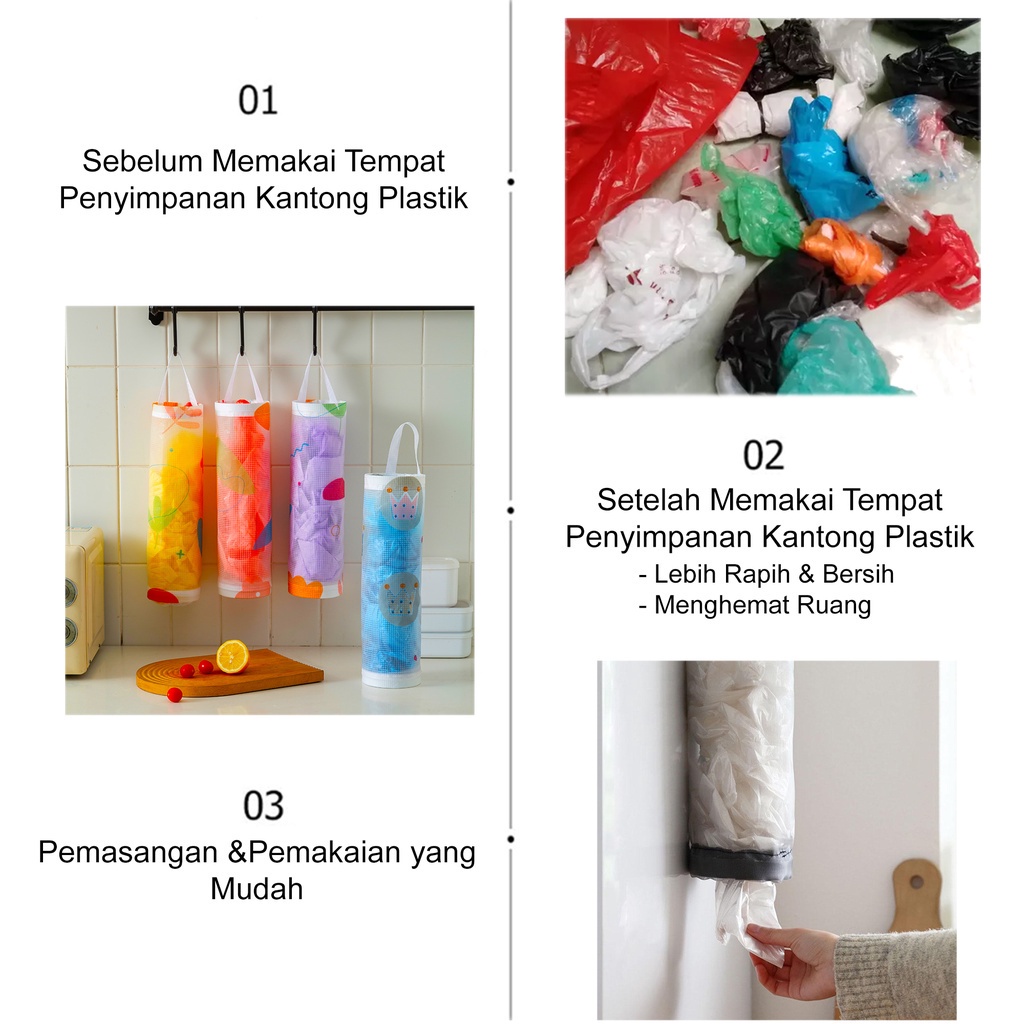 (Serba Serbi)Tempat Penyimpanan Kantong Kresek Plastik / Dispenser Kantong Plastik Sampah Gantung Dinding Kitchen Storage Bag