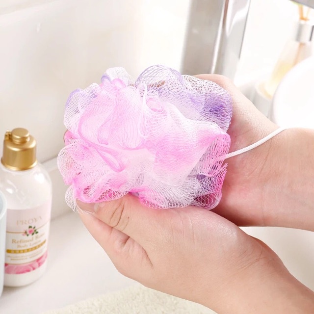 Sponge mandi shower puff sabut mandi busa mandi sabun warna gosokan daki scrub badan TERMURAH