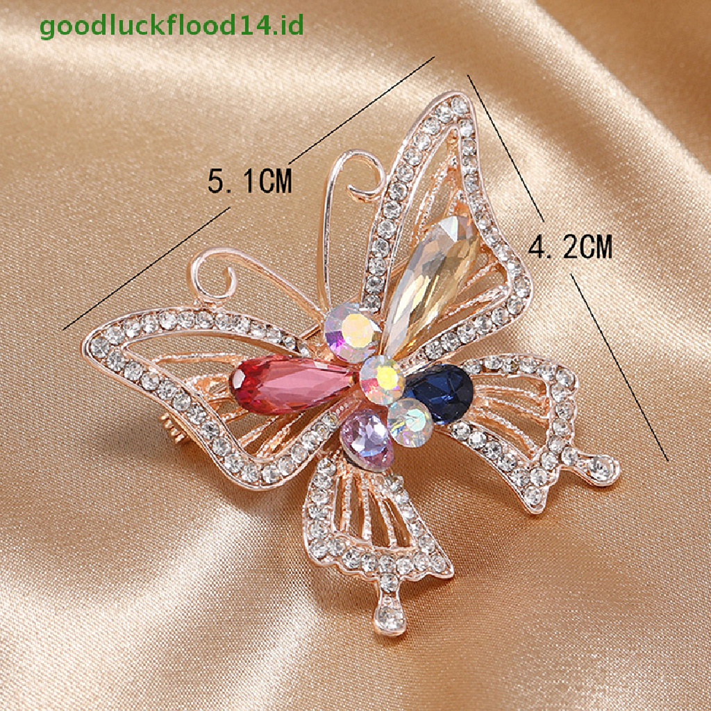 [GOOGFOUR] 1 Pcs Butterfly Berlian Imitasi Bros Enamel Kerah Pin Serangga Perhiasan Bros [TOP]