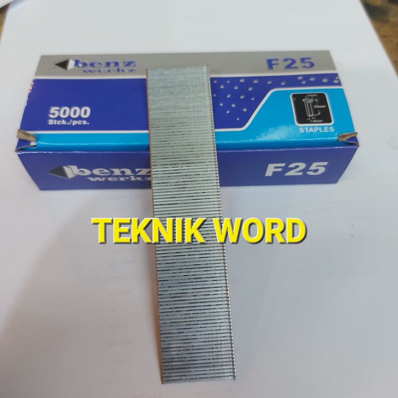 

ISI STAPLES PAKU TEMBAK F25 BENZ LURUS / PAKU TEMBAK / ISI STAPLES LURUS F 25
