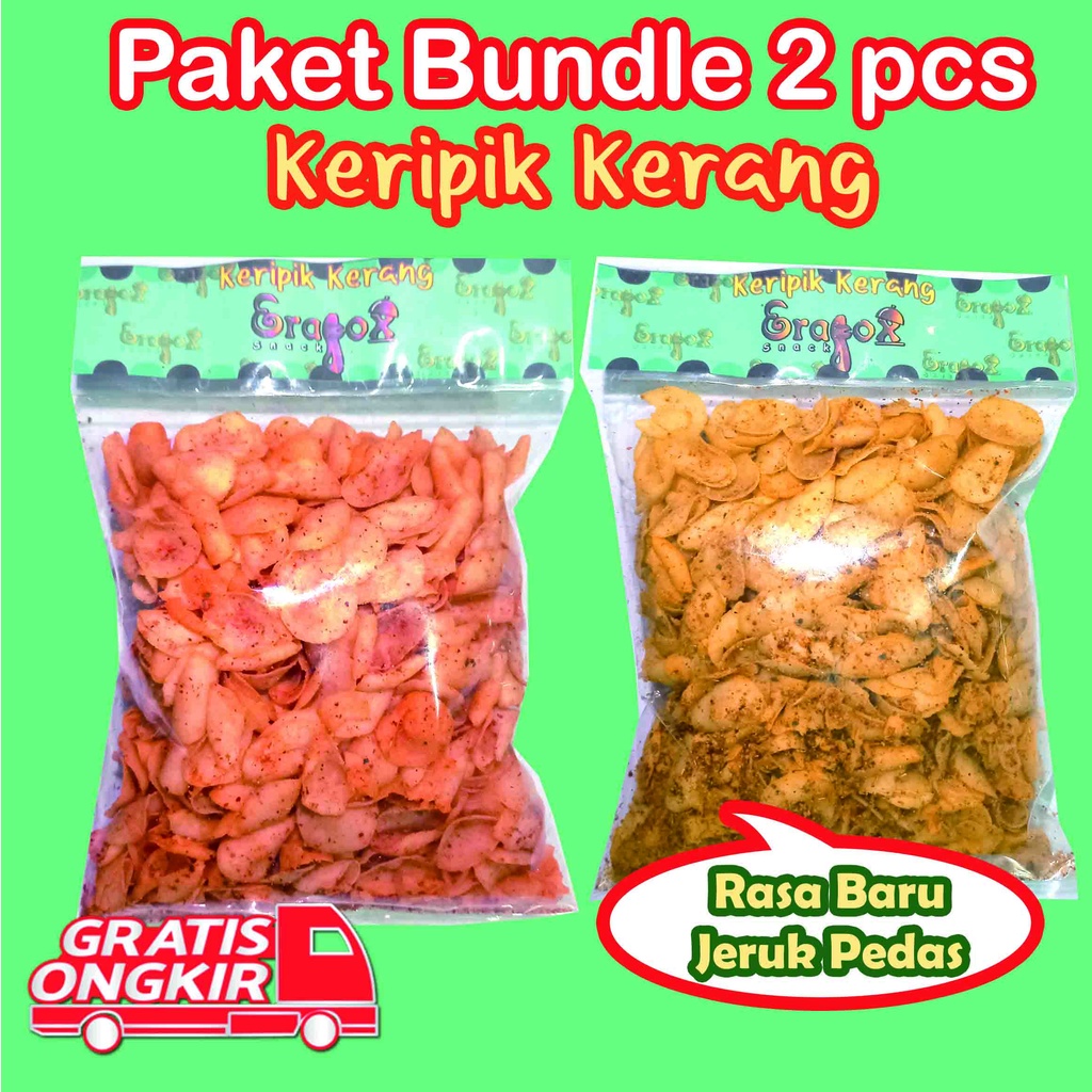 

paket bundle 2 pcs Keripik Kerang Cemilan Keripik Kerang Cap Kentang Khas Tasikmalaya