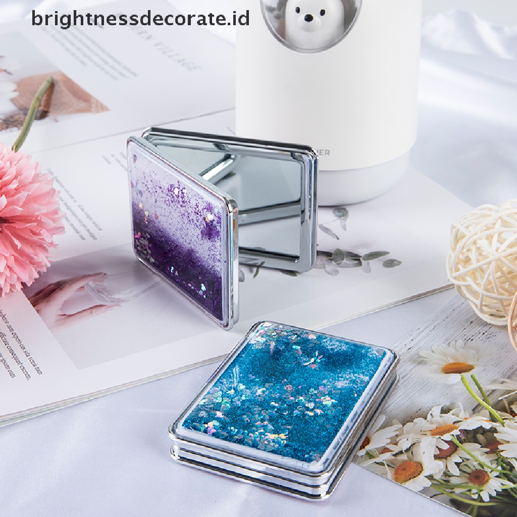 [Birth] Cermin Rias Saku Mini Cermin Compact Kosmetik Kreatif Dengan Pasir Mengalir [ID]