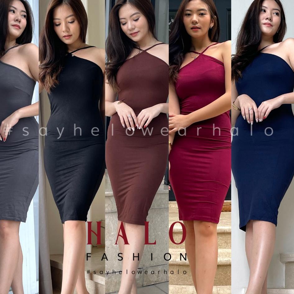 ✨11.11✨ [HaloFashion] Jihyo Sexy Bodycon Dress Halter Dress Midi Dress Elegant Dress Korean Fashion