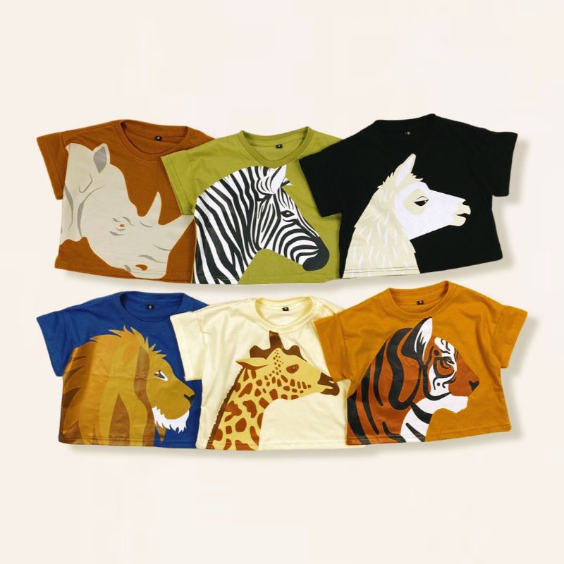 Animal Oversize Tees Square Size 2-8 Tahun Pineapple Kids Original Atasan Kaos Anak Unisex Super Premium