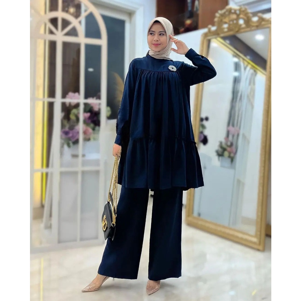 AUDY SET BC Bahan CRINKLE AIRFLOW SIZE M L DAN XL PB 87 CM DAPAT BAJU ATASAN + CELANA PANJANG SETELAN WNAITA TERBARU 2023 KEKINIAN ONE SET WANITA KOREAN STYLE SET WANITA LENGAN PANJANG FASHION MUSLIM TERBARU