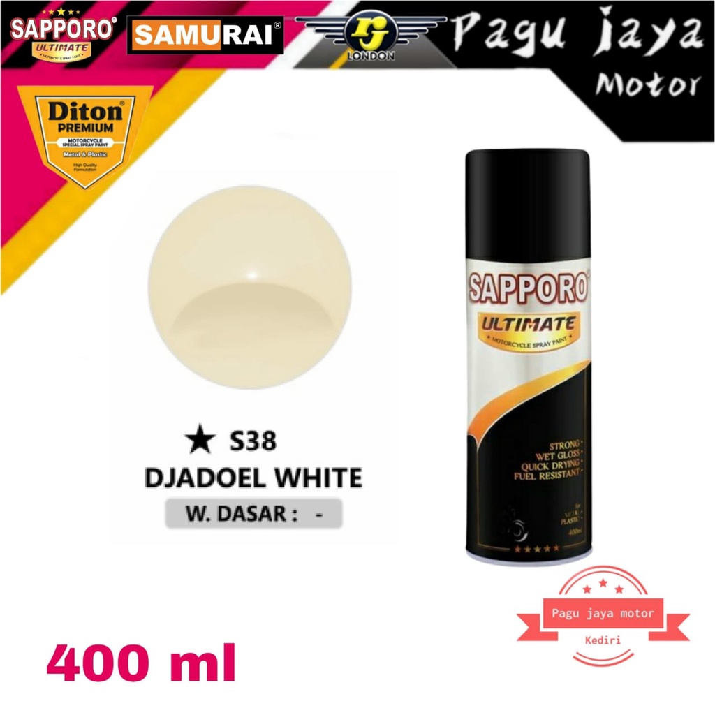 SAPPORO ULTIMATE S38* DJADOEL WHITE PUTIH 400ML PILOX PILOK CAT SEMPROT SPRAY PAINT JADUL JADOEL