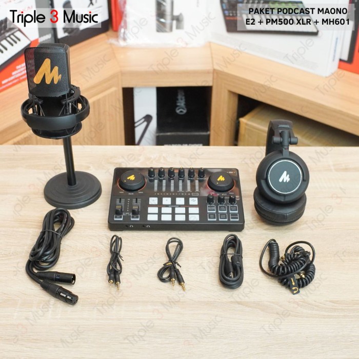 Paket Maono E2 Paket Podcast 1 orang With PM500 with headphone