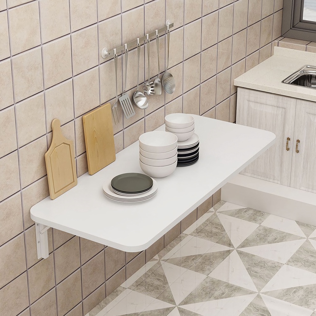 Meja Lipat Dinding 80x30cm - Meja Belajar Tempel Dinding Minimalis -Meja Komputer Dinding Serbaguna 