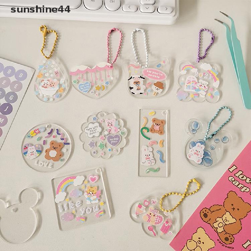 Sunshine 5pcs Gradien Transparan Akrilik Disc DIY Handmade Gantungan Kunci Liontin Tag Plexiglass Kosong Slice Untuk Membuat Perhiasan Kerajinan Vinyl.