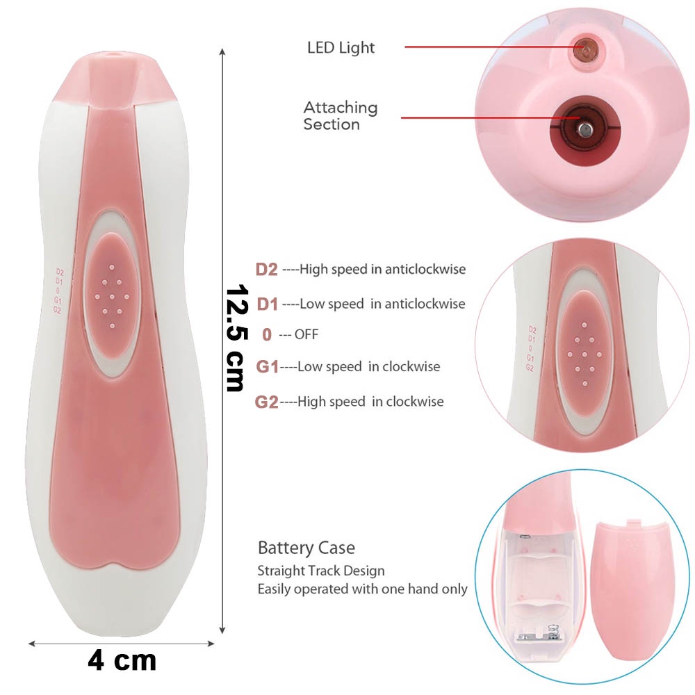 Baby Nail Trimmer Set Medicure Dan Pedicure SA2B Gunting Kuku Bayi Elektrik Dengan LED Untuk Bayi Anak Orang Dewasa  Dilengkapi Lampu dan 4 Kecepatan 2 Arah - RANDOM