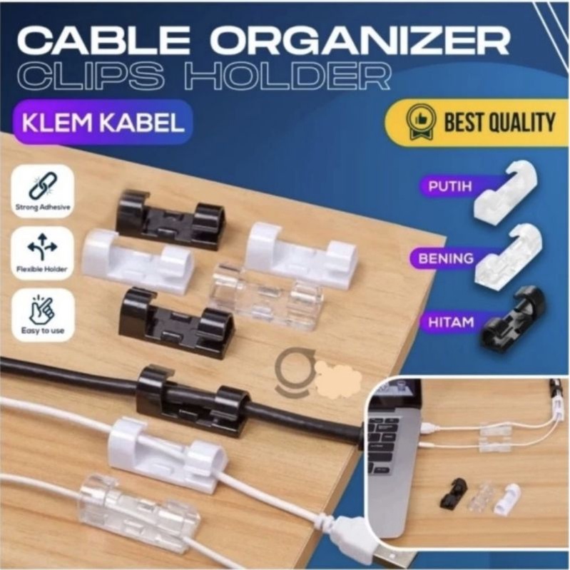 Klem Klip Slop Kabel Organizer Tempel Besar