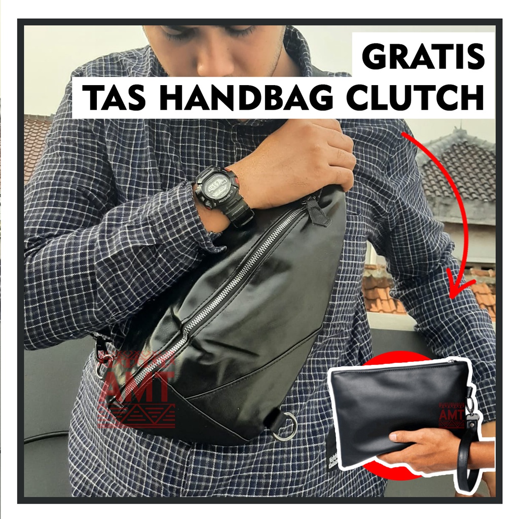 TAS KULIT PRIA SELEMPANG BAHU Simple & Muat Banyak Barang