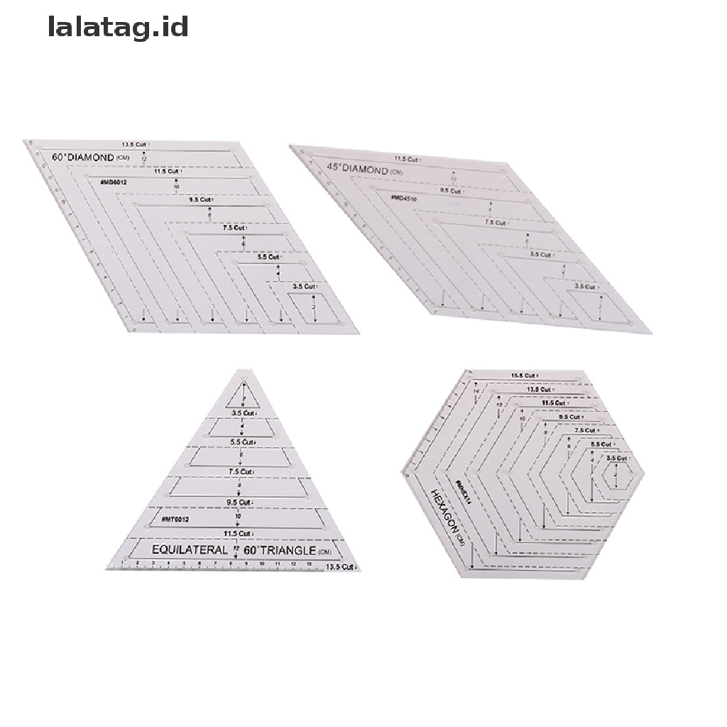 [lalatag] Quilg Patchwork Ruler Segitiga Belah Ketupat Hexagon Acrylic Template Alat Jahit [ID]