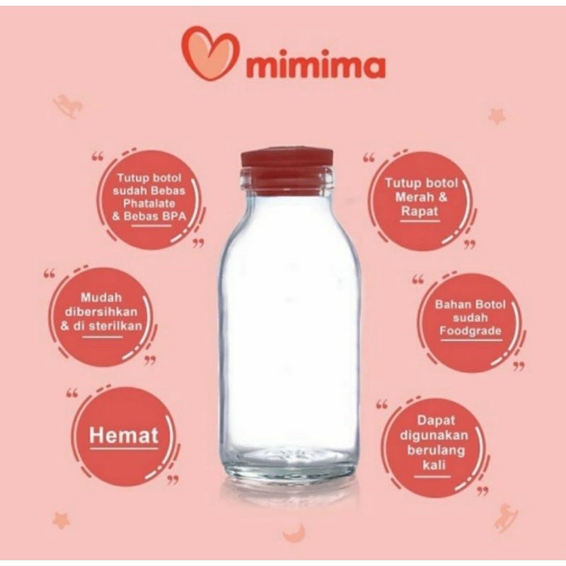 [FREE BUBBLEWRAP] Mimima Botol Kaca Asi Penyimpan Susu Kedap 10pc BISA PAKAI BERULANG