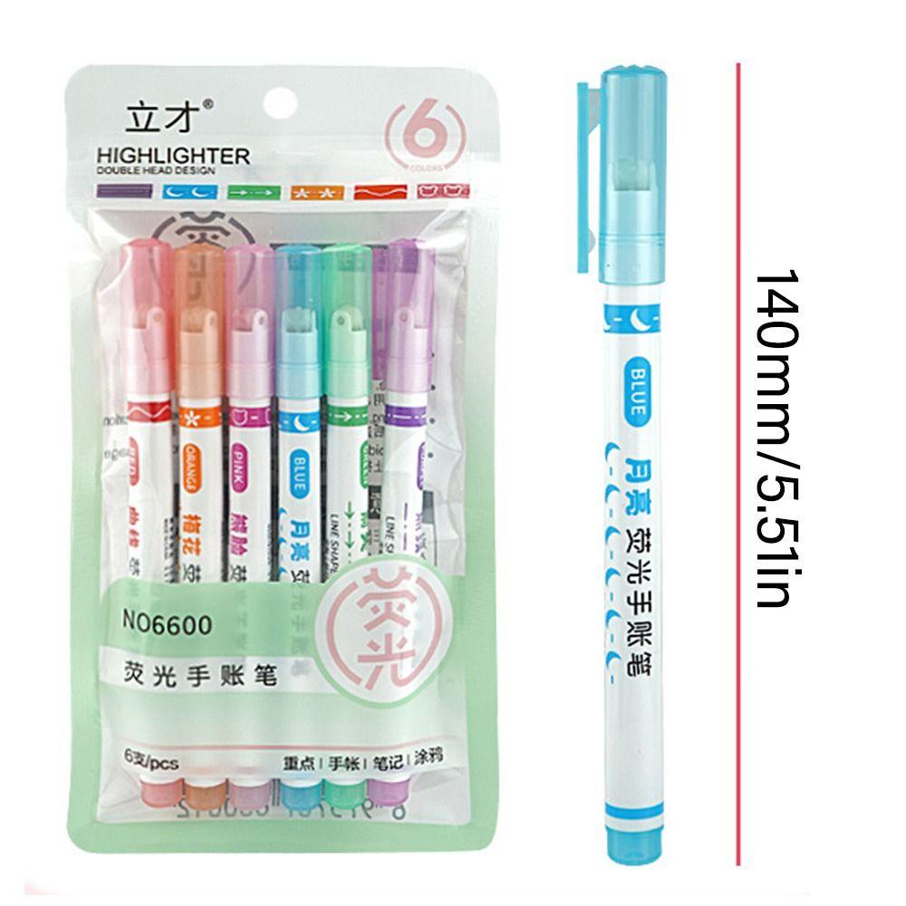 R-flower 6PCS/SET Curve Marker Pen Alat Menggambar Alat Tulis Seni Sketsa Menandai Teks Menggambar Perlengkapan Stabilo Berbagai Bentuk