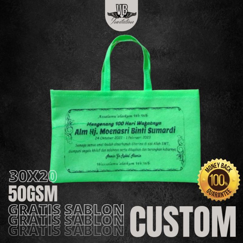 TAS SPUNBOUND MENGENANG   GOODIEBAG TASYAKURAN AQIQAH KHITAN FREE SABLON TERMURAH KEKINIAN F 30X20