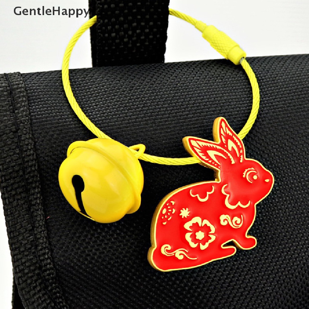 Gentlehappy 2023tahun Baru Dari Kelinci Lucu Gantungan Kunci Kreatif Kelinci Yang Menguntungkan Kartun China Tradisional Kertas Potongan Kelinci Keyring Bag Liontin Logam Dengan Bell Kecil id