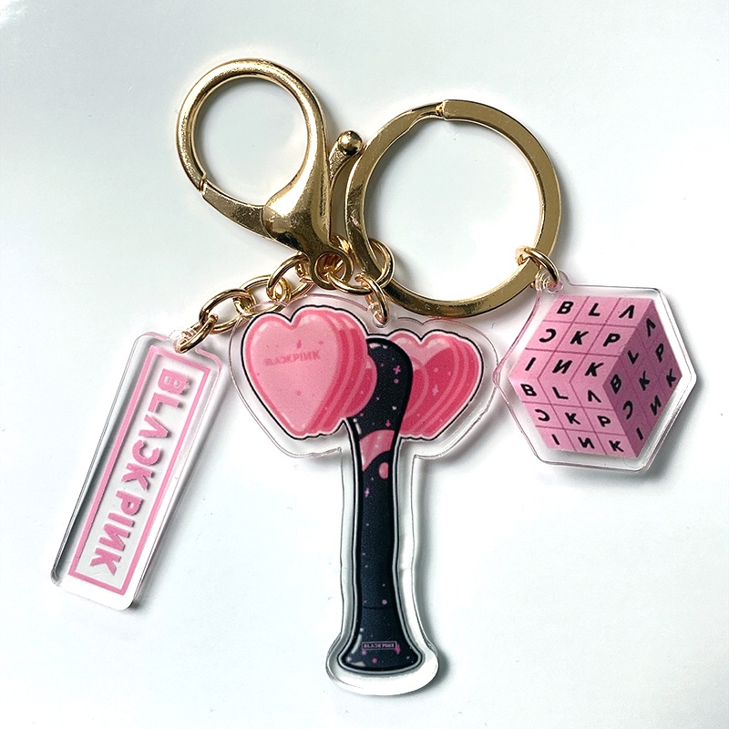 black pink Stray Kids 3-Piece Keychain Silver Acrylic Charm Jisoo Jennie Rose Lisa Blink BP