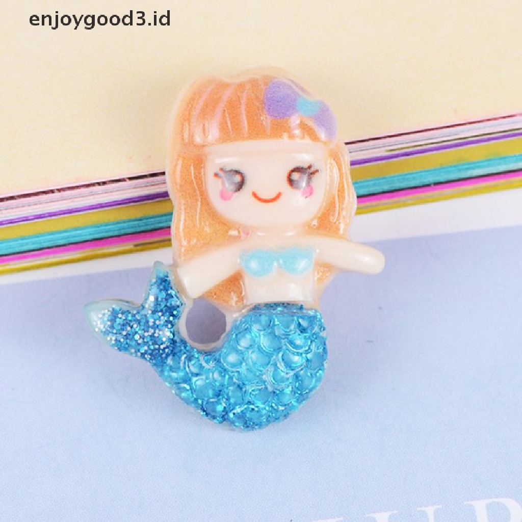 [Rready Stock] 10pcs/lot Kartun Resins Flatback Resin Cabochon Kawaii Mermaid Cabochons (ID)