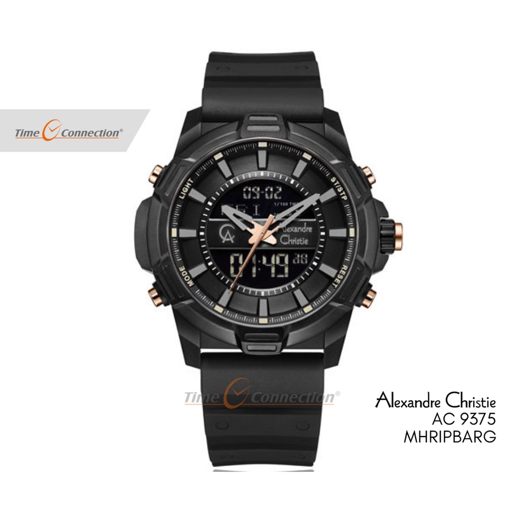 Alexandre Christie AC 9375 MHRIPBARG Hitam Rosegold Original / Jam Tangan Pria Analog Digital