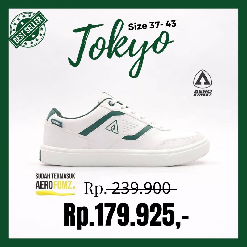 Aerostreet 37-43 Tokyo Putih Army - Snepatu Sneakers Casual Pria Wanita Aero Street medan