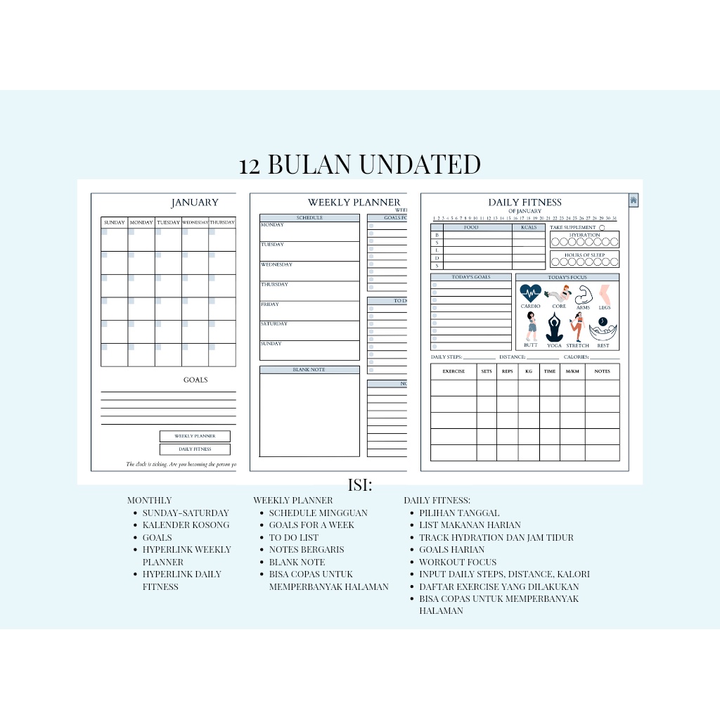 Digital Planner - Undated Fitness Planner