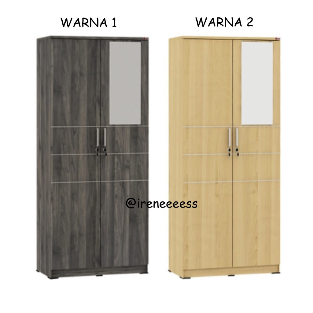 [FULL RAK] LEMARI PAKAIAN 2 PINTU + KACA 2 PILIHAN WARNA / LEMARI BAJU 2 PINTU SPIN LPR 231