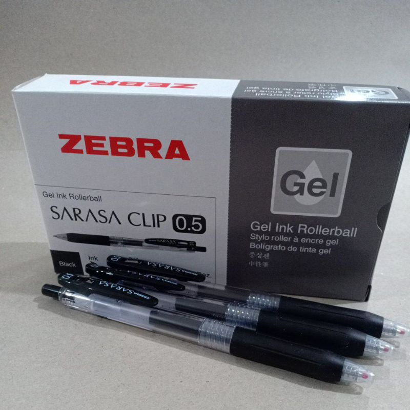 

1 Pak Ballpoint/bolpoin/pulpen zebra sarasa clip 0.5 hitam isi 12 pcs
