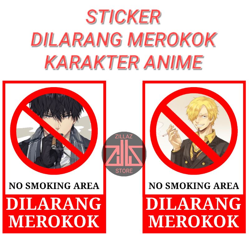 Jual Sticker Dilarang Merokok Karakter Anime Sticker Mirror Sticker Anime Laminiasi Termurah