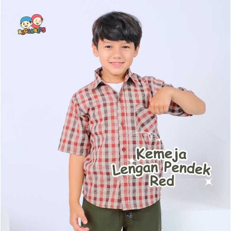 Kemeja anak lengan pendek - panjang kotak-kotak Raggakids bahan katun 3-10 tahun
