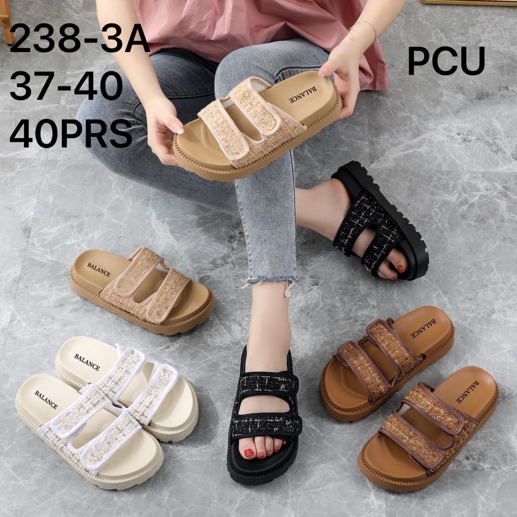 Sandal Wanita Import Slop Strap 2 Premium Tebal Tinggi 3 Cm 238