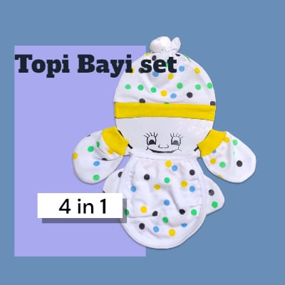 Topi Slabber Set Bayi 4 in 1 NewBorn