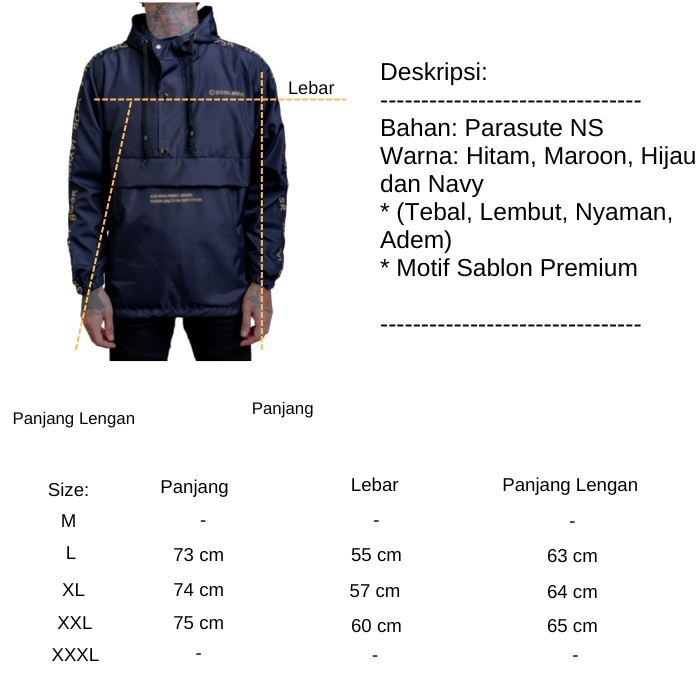 Jaket Cagoule Pria Windbreaker Jacket Tebal Adem Taslan List Gold  BGRSMMXVI