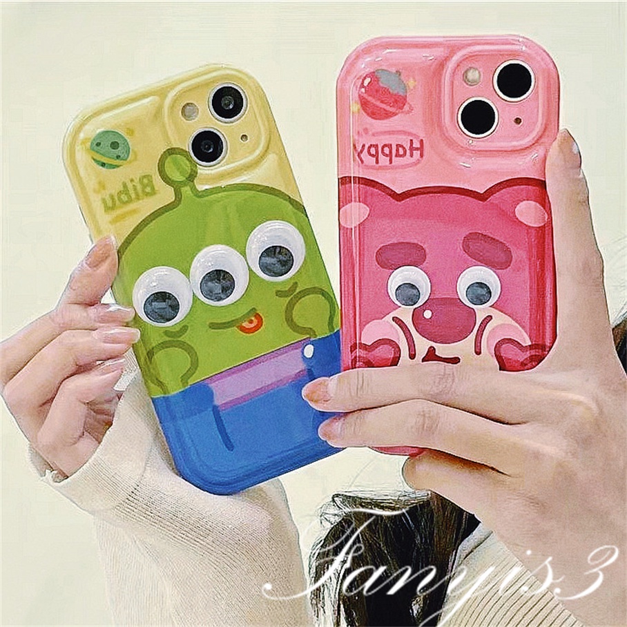 Compatible For iPhone 14 13 12 11 Pro Max X XR Xs Max 8 7 6 6s Plus SE 2020 Kompatibel Untuk Strawberry Bear Monster Phone Case TPU Soft Cover Pelindung