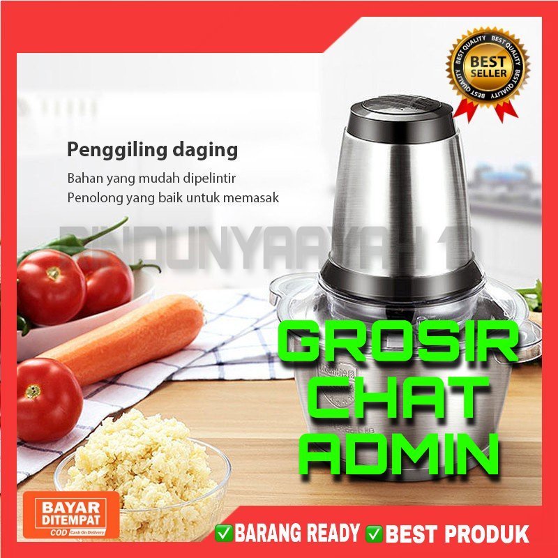[RA] BLENDER DAGING CHOPPER 2L STAINLESS BESI SS 304 FOOD GRADE PORTABLE BAJA TAHAN KARAT