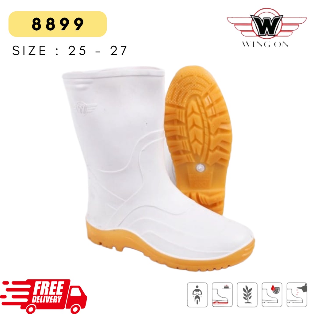 Promo Sepatu Apd Boots Sepatu Proyek Karet Pria Wingon 8899 Putih