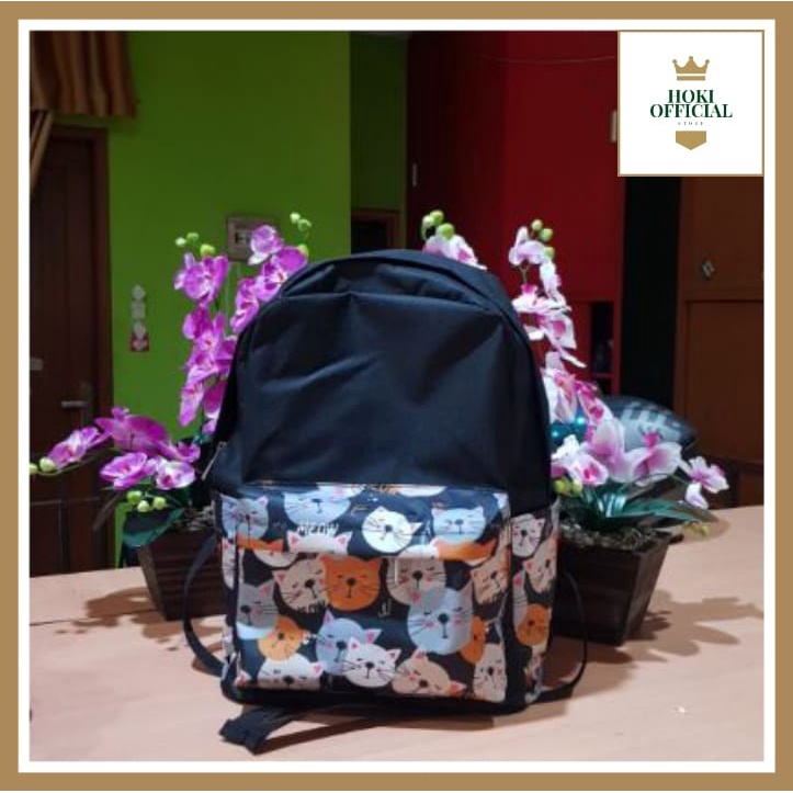 [COD] Tas Ransel Anak Motif Dino Ransel Wanita Muat Banyak Tas Hitam Kapasitas Besar Motif Kucing HokiOfficial