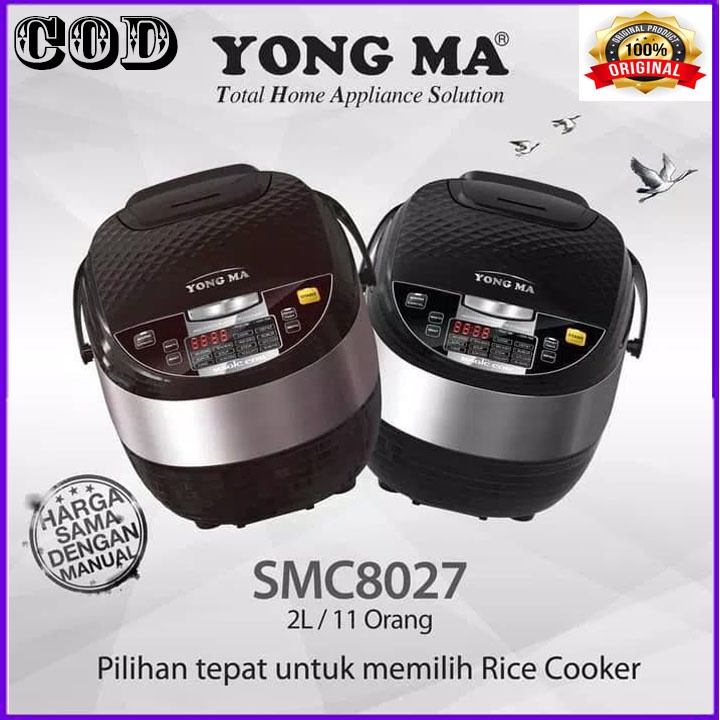 Rice Cooker Magic Com Digital Yong Ma YongMA SMC 8027 Kapasitas 2 Liter UPGRADE SERIES BERGARANSI RESMI MANTAP