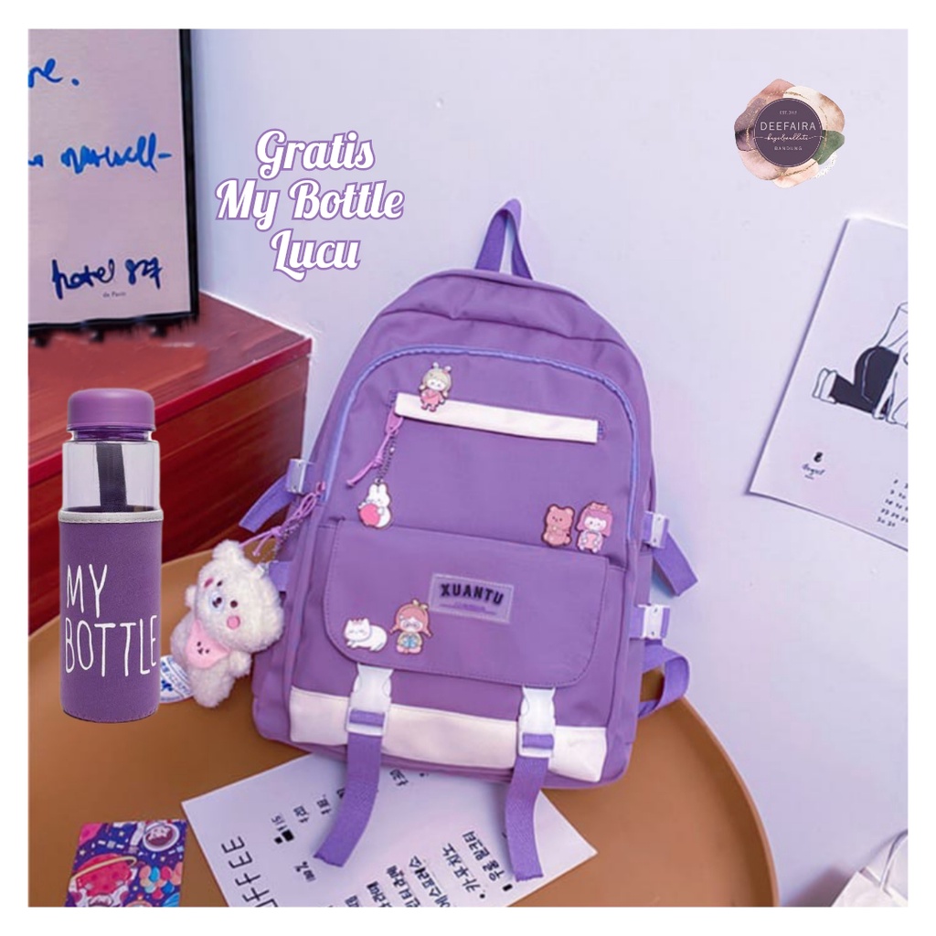 Tas Ransel Wanita Motif Xnyuii Gratis My B0ttle Untuk Sekolah Sd Sm Dan Sma