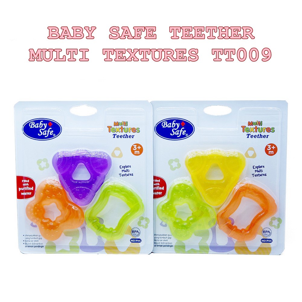 Baby Safe Multi Texture Teether Filled with Purified Water - Mainan Gigitan Bayi isi 3 TT009