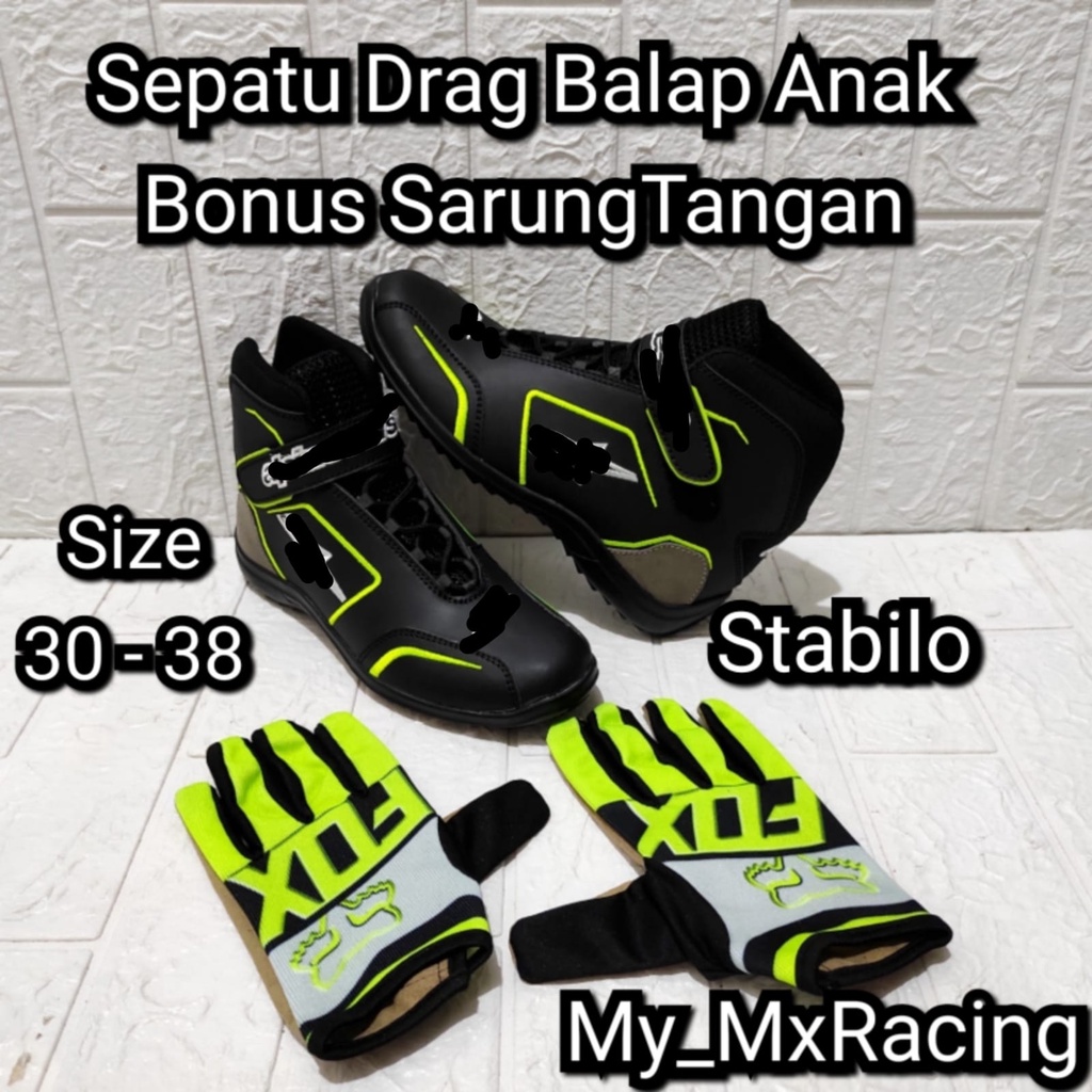 sepatu balap drag anak  sepatu kids race sepat rally touring roadrace sepatu motor buat anak anak kids free glove