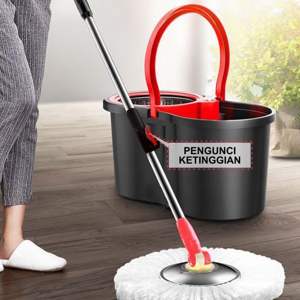 HOT SALE Alat Pel Lantai Spin Super Magic Mop Praktis Ember Bilas Bahan PP Plastik & Baja Tahan Kara