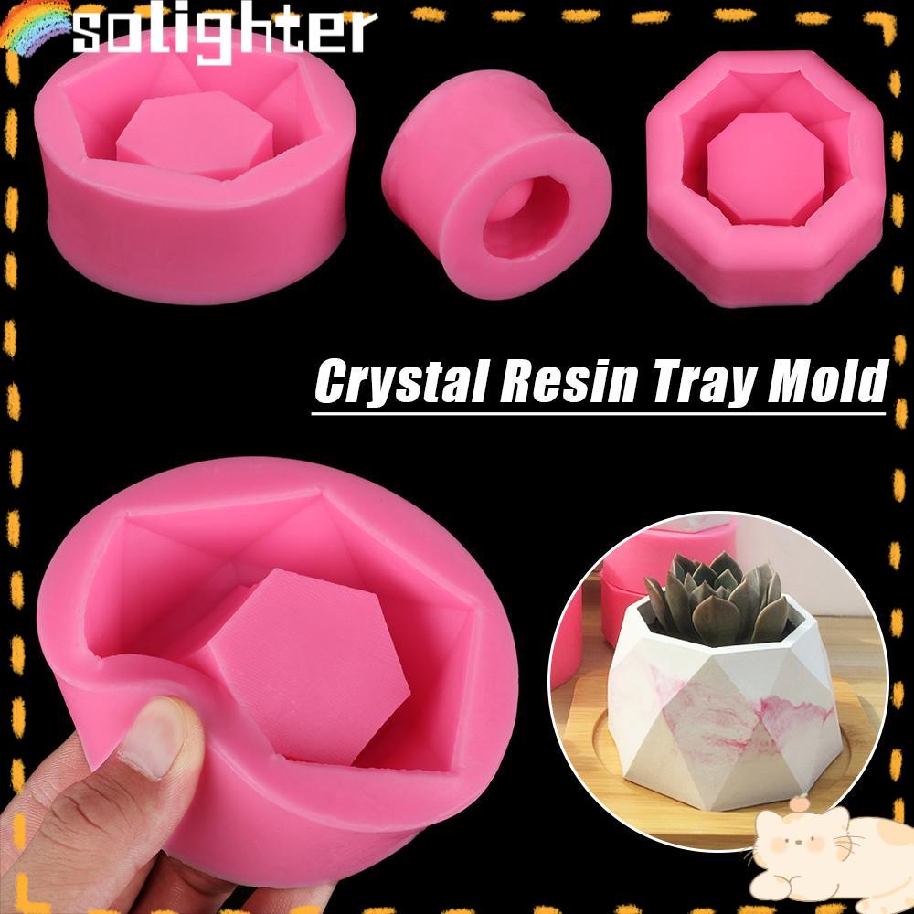 Solighter Crystal Resin Tray Cetakan Dekorasi Rumah Casting Hexagon Cup Resin Kerajinan Pot Bunga Sukulen