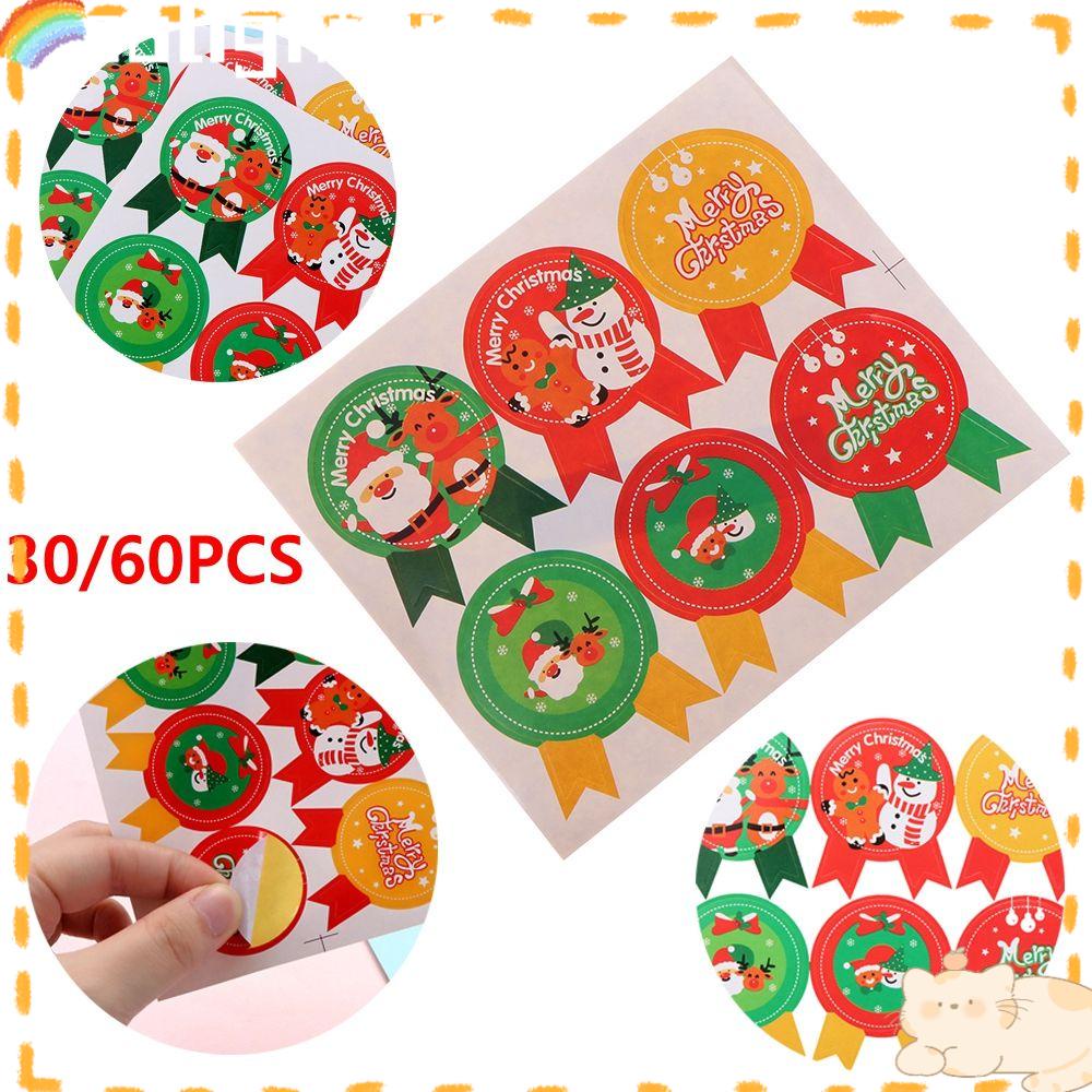 Solighter Kertas Hadiah Stiker DIY Perlengkapan Pesta Biskuit Kotak Hadiah Festival Dekorasi Sealing Craft Merry Christmas