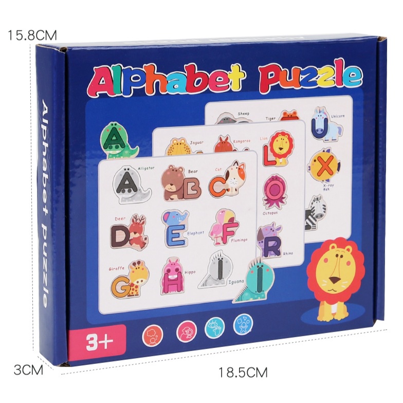 [JUALSEMUA18](PUZZLEKAYUBINATANG-A-Z)Mainan Edukasi Anak Huruf ABC Binatang / Animal Alphabet Puzzle / Mainan Puzzle Papan Kayu Huruf A-Z / Mainan Puzzle ABC Binatang