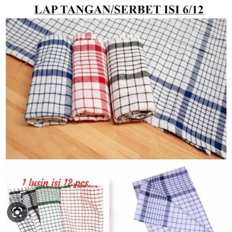 Kain serbet dapur lusinan / Serbet Kotak Lap Dapur 12 pcs atau Lusinan Murah Paket Hemat