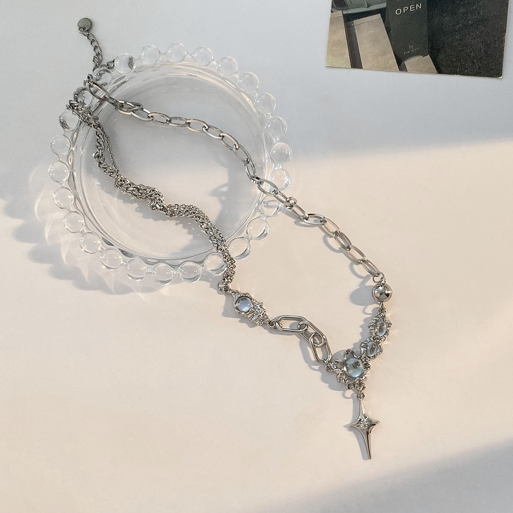 Kalung Salib Moonstone Gaya Korea Untuk Wanita