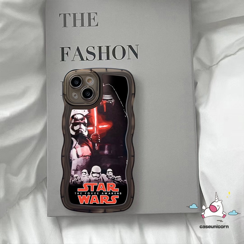 IPHONE Casing Ponsel Merek Trendi Kompatibel Untuk Iphone14 11 13 12 Pro Max XR 14 6 6s 87 Plus X XS Max SE 2020 Wavy Edge Fashion Star Wars Soft Tpu Back Cover