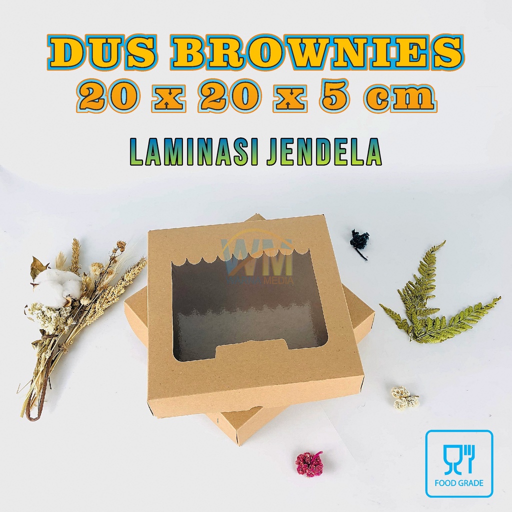 KOTAK DUS BROWNIES 20x20x5 / BOX PIZZA KRAFT / KARDUS KUE BROWNIES / DUS KRAFT FUL LAMINASI / BOX BROWNIES LAMINATED / KOTAK KUE BROWNIES